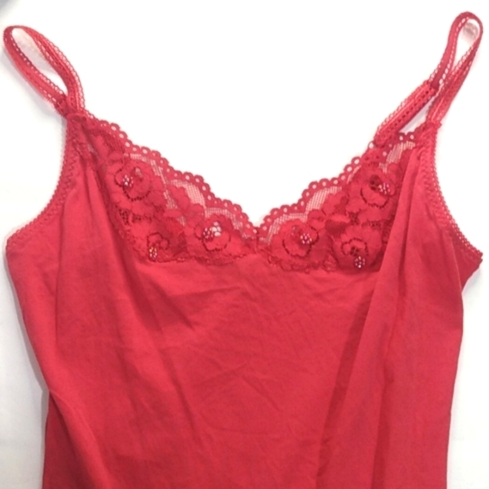 016 FREE PEOPLE RED LACE TRIM BODYSUIT SLEEVELESS SIZE SMALL NWT